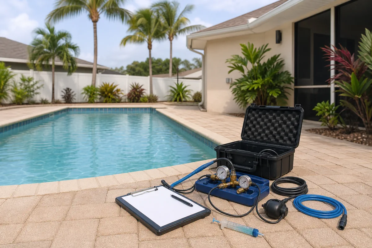 Lakeland pool waterline and deck context for leak detection planning
